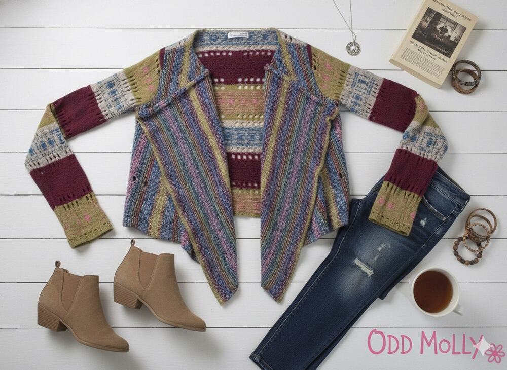 Odd Molly Boho Open Front Cardigan Sz. 3 (large 10/12)